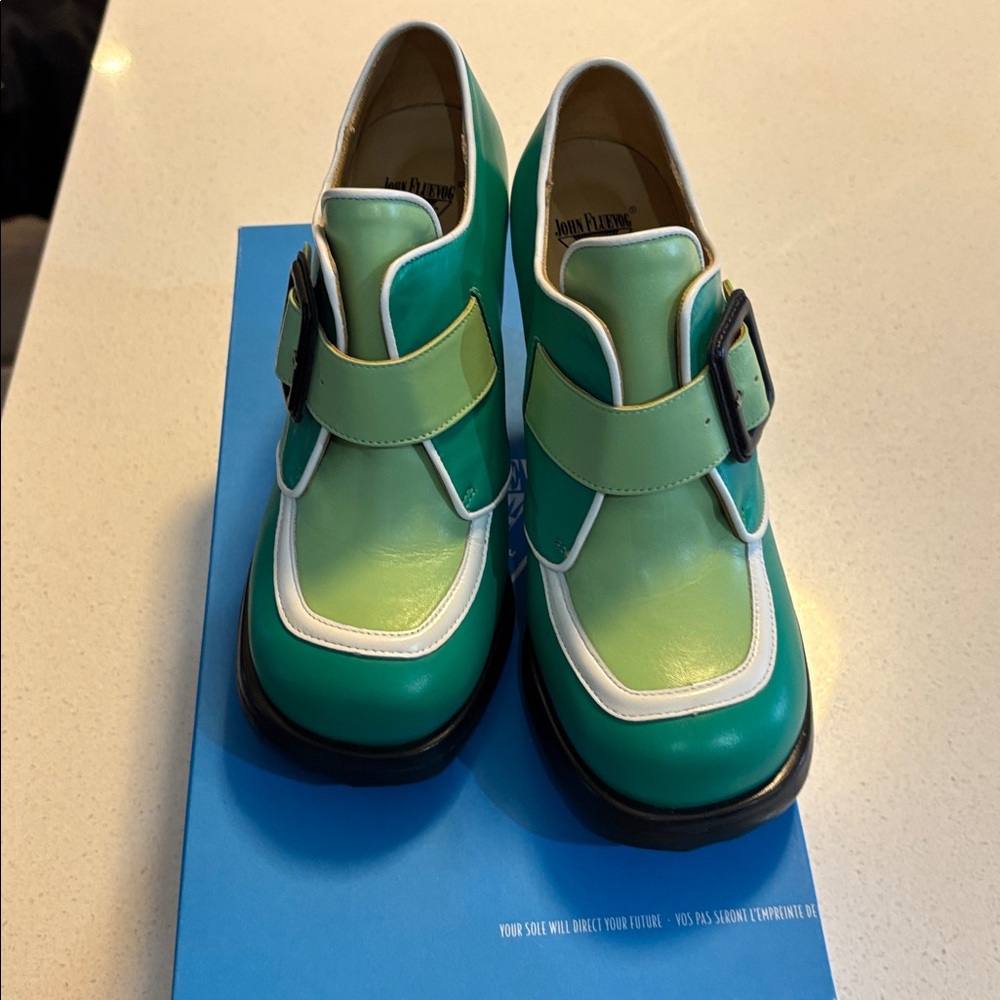 John Fluevog Green and White Heeled Shoes - Picture 5 of 5